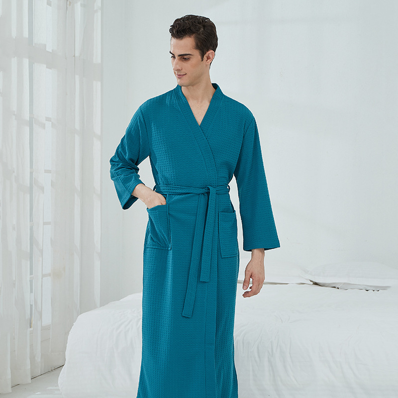 Picture of Cross-border Waffle Bathrobe Sauna Clothes Women's Thin Nightgown Long Couple's Home Clothes Hotel Bathrobe Men's Hair