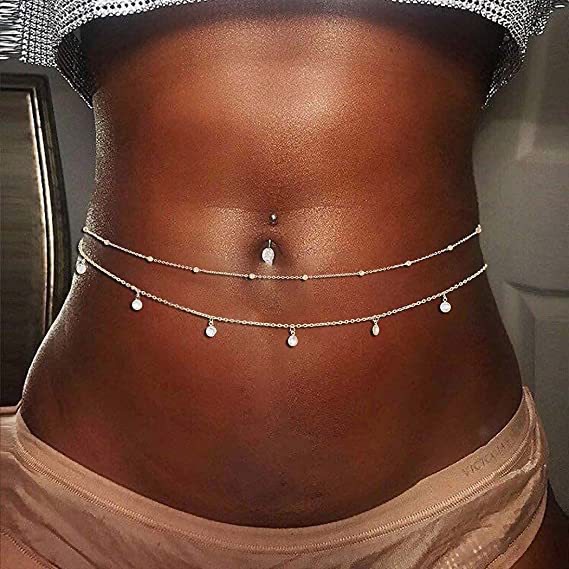 European and American Double-layer Tassel Waist Chain Women's Beach Holiday Waist Chain Personalized Fashion All-match Metal Chain Body Chain