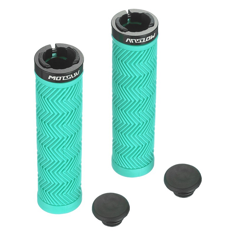 Bicycle Handlebar Grips, Mountain Bike Handlebar Gloves, Fixed Gear Aluminum Alloy Rubber Handlebar Anti-Slip Grips, Cycling Equipment