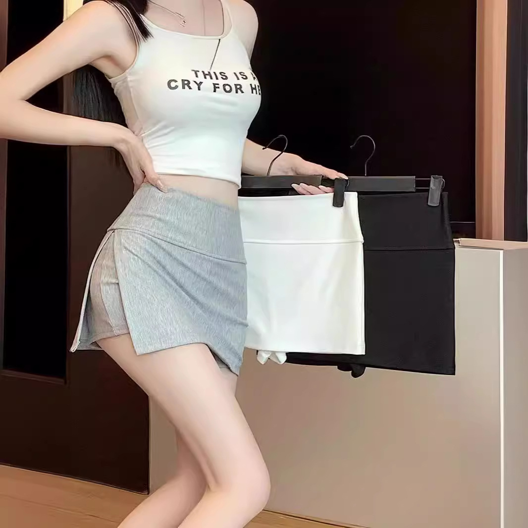Sports Short Skirt Women's 2024 Summer New Anti-slip Split Hot Girl Korean-style Hip A- line All-match Skirt