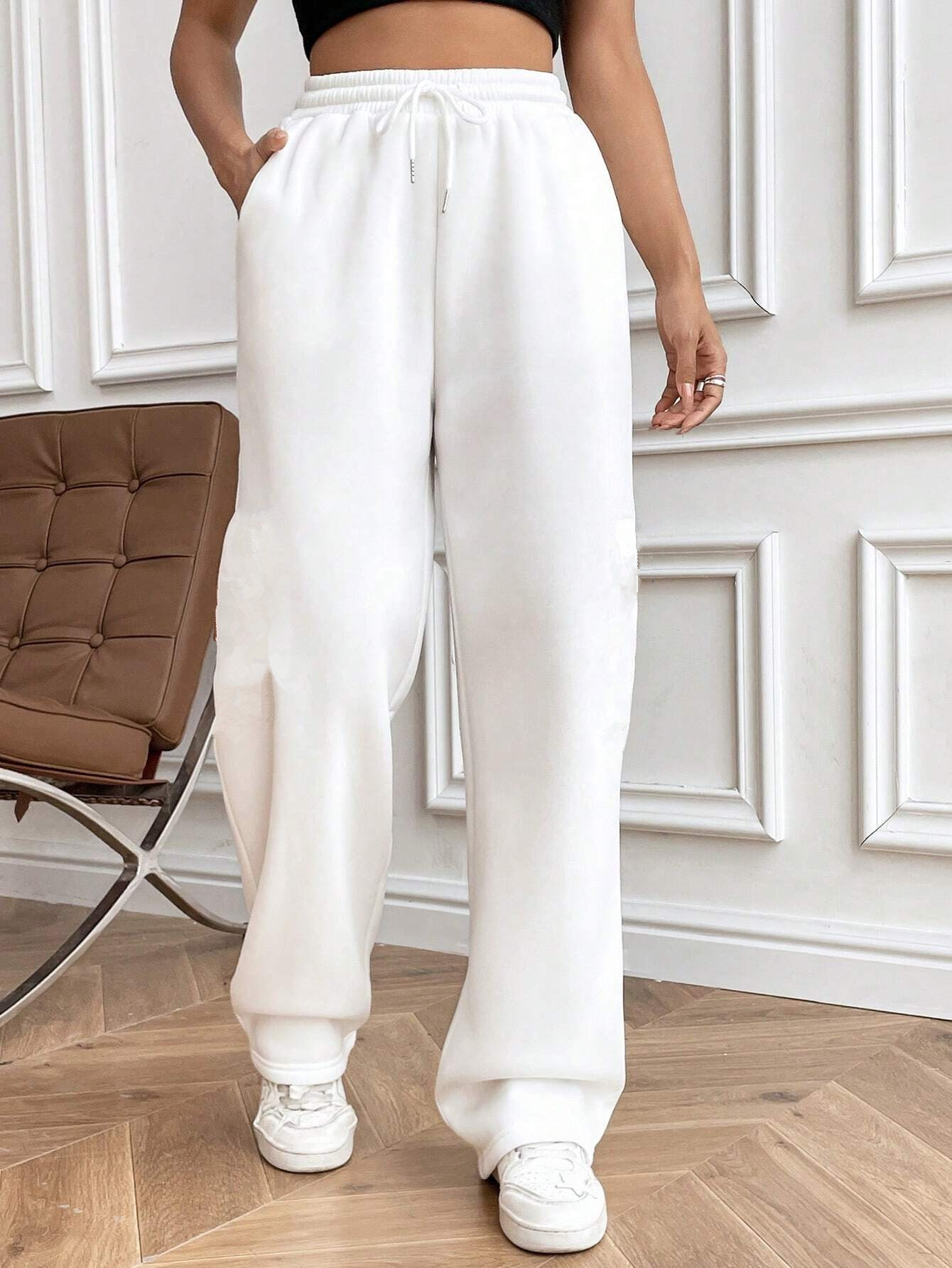 2024 Autumn and Winter New Cross-border Amazon wish European and American Foreign Trade Women's Loose Casual High Waist Sports Pants