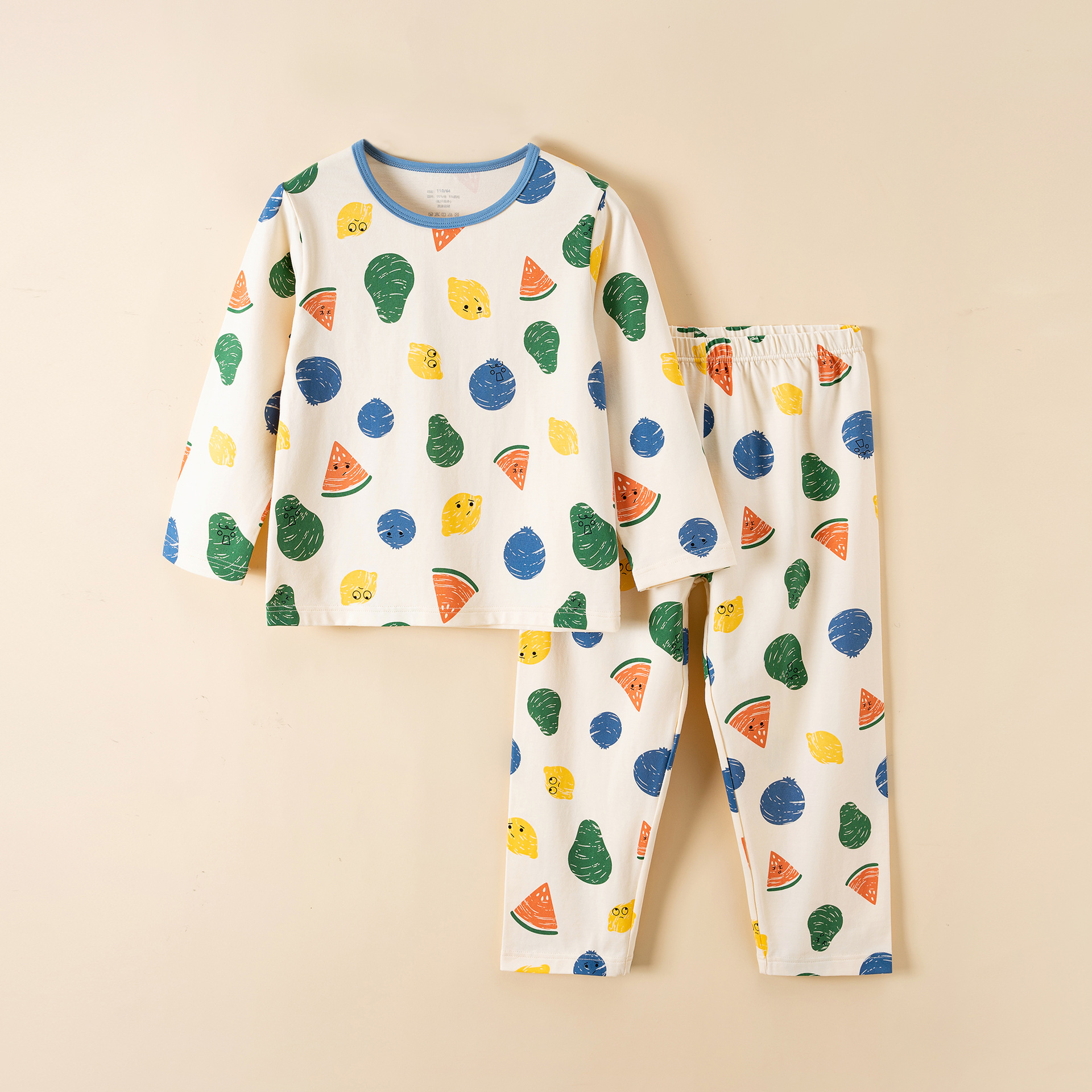 Picture of Children's Home Clothes Korean Style Pure Cotton Baby Set Class a Cotton Long-Sleeved Thin Kidsren's Clothing Boys and Girls Summer and Autumn Pajamas