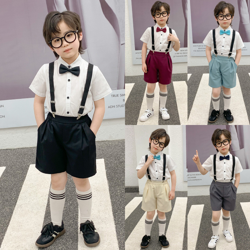 Boys' Suit Set Children's Host Performance Outfit Boys' Children's Day Performance Costume Flower Boy Wedding Outfit Summer