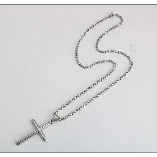 Picture of Korean and Japanese Style European and American Style Stainless Steel Cross Pendant Titanium Steel Unisex Necklace Long Sweater Chain Versatile