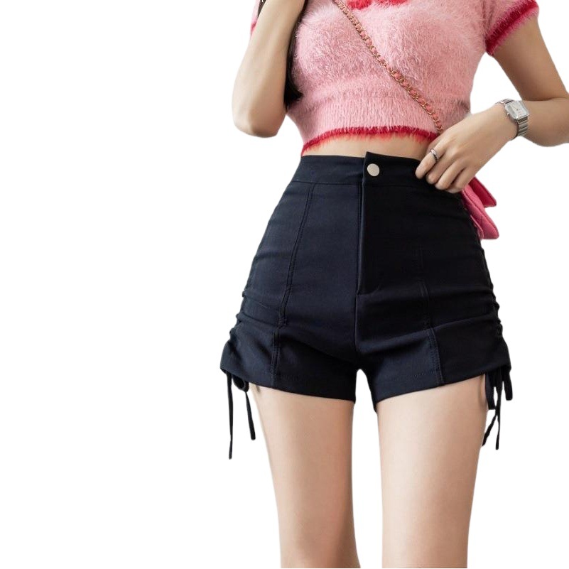 Spring and Summer new black shorts Women's Small tight sheath slimming versatile high waist hot suit pants