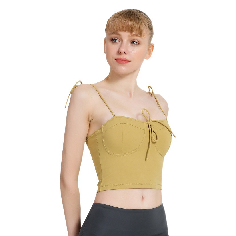 Spring and Summer New Yoga Vest for Women, Chest-Wrapped Bubble Wrap Sports Fitness Suspender Top, Dance Training Quick-Drying Bra