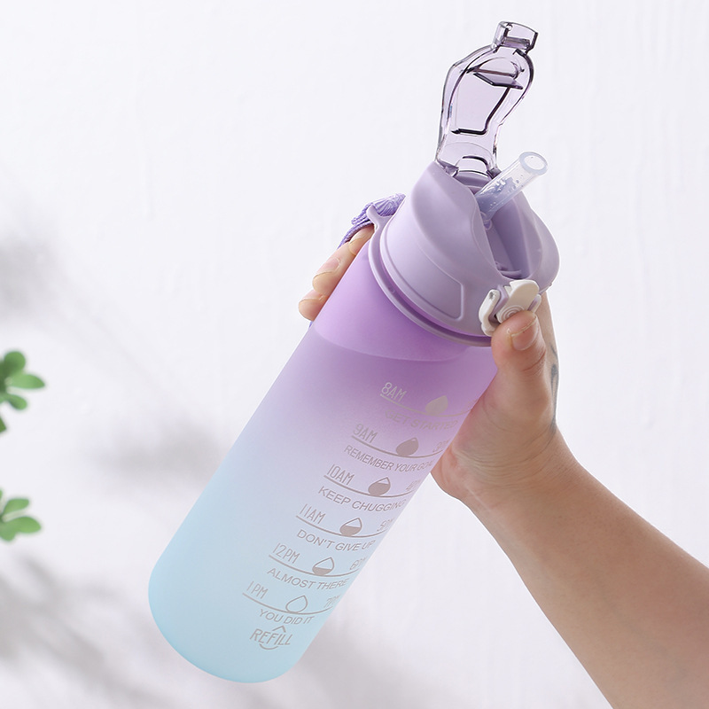 Picture of Two-piece Gradient Sports Large Cup Fitness Kettle Portable Outdoor Internet Celebrated Plastic Large Capacity Space Cup for Girls