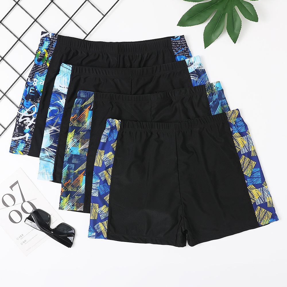 Summer Beach Shorts Men's Swim Trunks Plus Size Boxer Casual Shorts Solid Color Hot Spring Trendy Swim Trunks