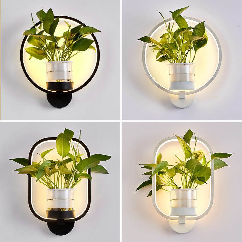 Modern Minimalist Indoor Wall Lamp Chinese Wall Lamp Creative Balcony Living Room Scandinavian Plant Led Wall Lamp