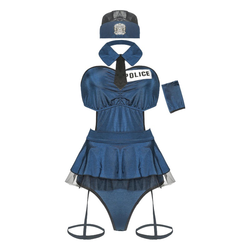 S-XL Role Playing Police European and American Women's Lingerie cosplay Sexy Siamese Female Police Uniform