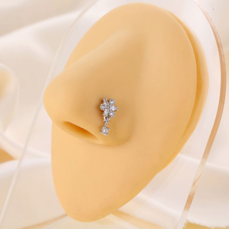 Creative New 20Gl Type Stainless Steel Stone-Shaped Nose Nail Nose Ring Amazon Export Body Piercing Jewelry
