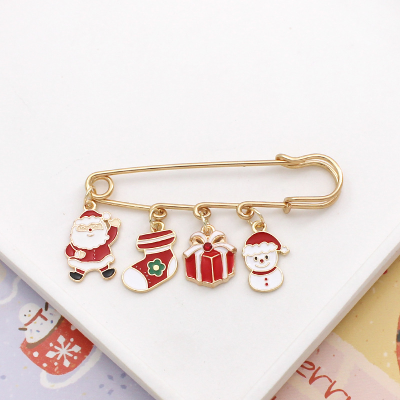 Picture of European and American Christmas Series Metal Brooch Cartoon Santa Claus Badge Clothing Accessories Christmas Gift Badge
