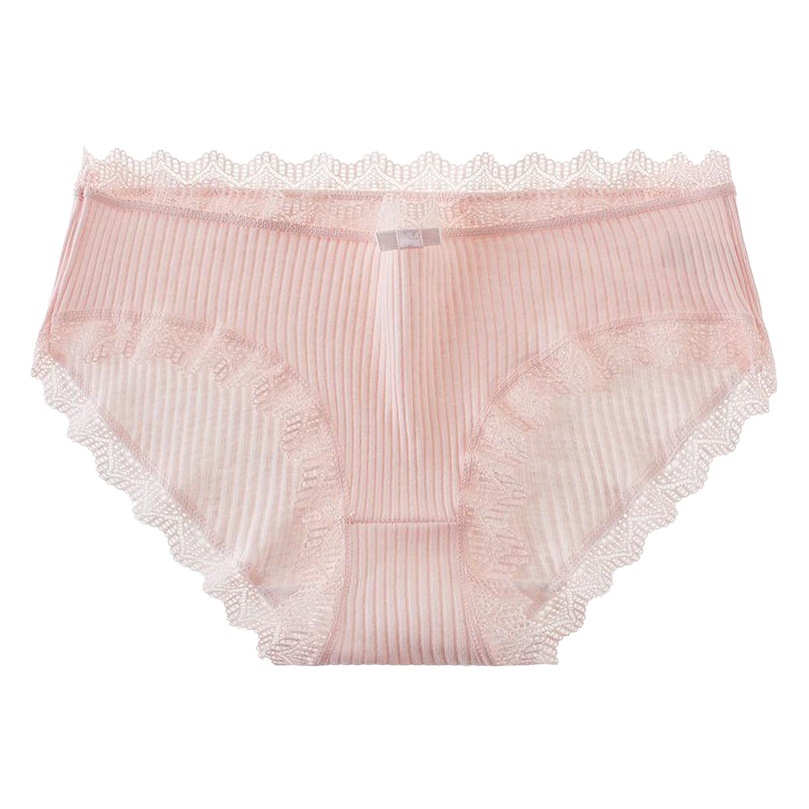 New Women's Lace Threaded Underwear Mid-Waist Breathable Cotton Bottom Comfortable Briefs Japanese Women's Underwear for Women