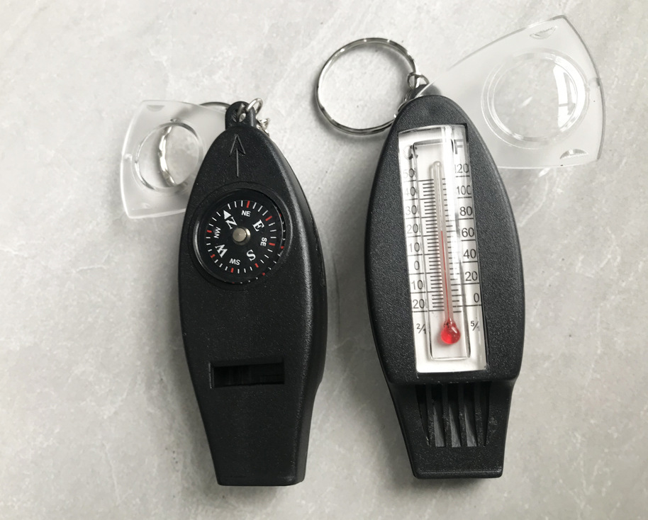 Manufacturer Compass Temperature Magnifying Glass 4-in-1 Multifunctional Outdoor Survival WHistle Rescue Security Emergency Kit H4