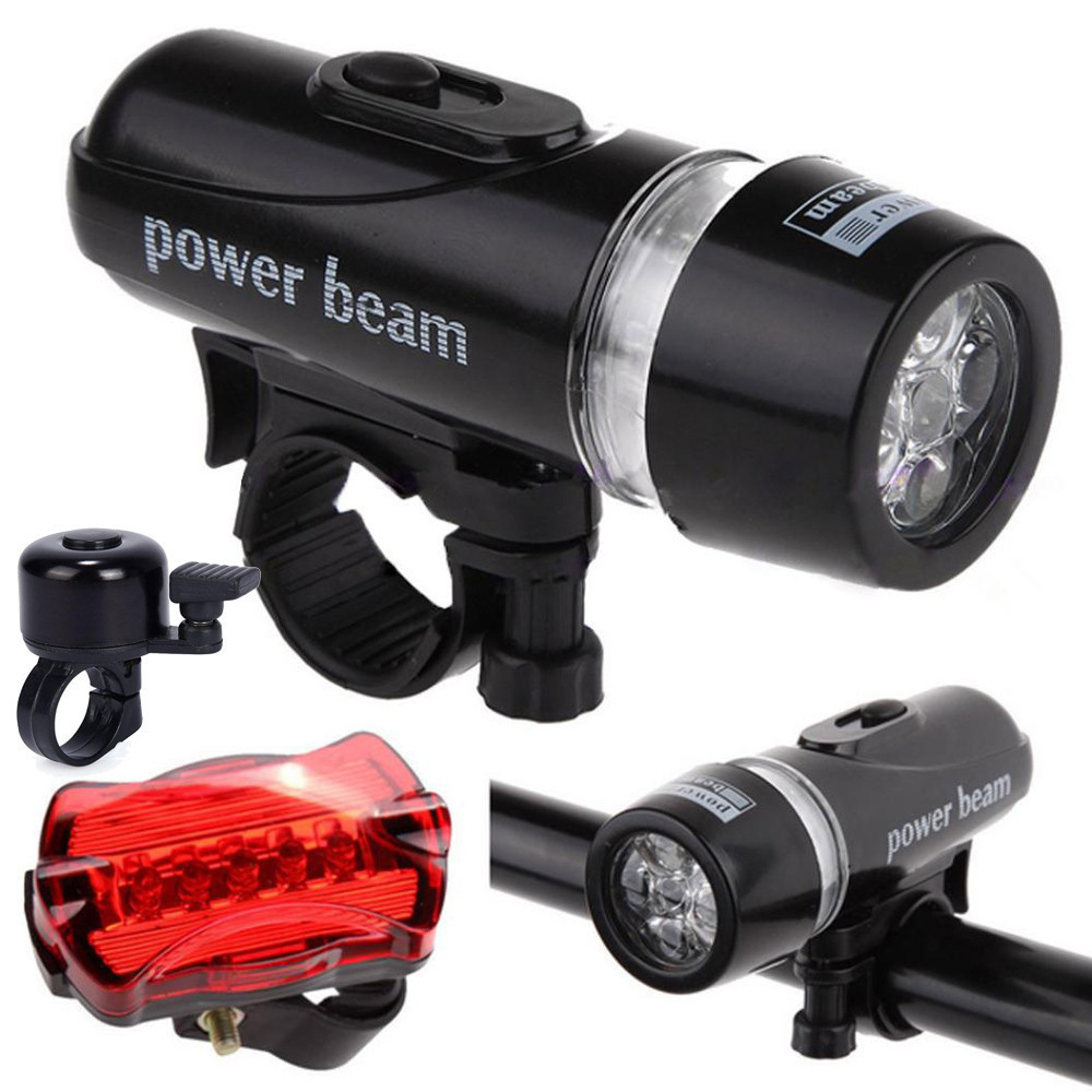 Cross Border Bicycle Light Bicycle Front and Rear Lights Bicycle Front and Rear Lights 5LED Headlights Black Plus Butterfly Tail Lights Set Lights