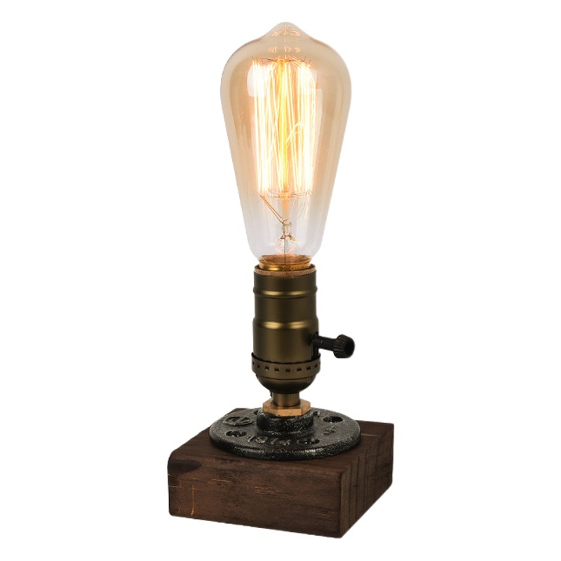 Cross-border American personality industrial style table lamp dining room living room retro iron atmosphere lamp bedroom bedside lamp