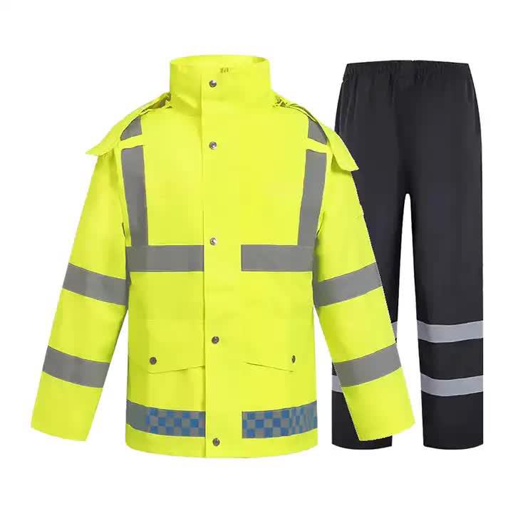 Reflective Raincoat Work Clothes Full Body Rainproof Labor Protection Raincoat Split Thickened Oxford Cloth Sanitation Duty Raincoat