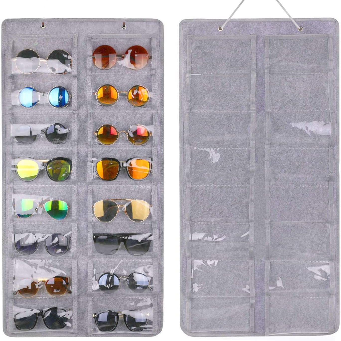 Cross-border sunglasses storage bag hanging dustproof Wall bag environmental protection glasses hanging bag Pvc felt storage bag foldable