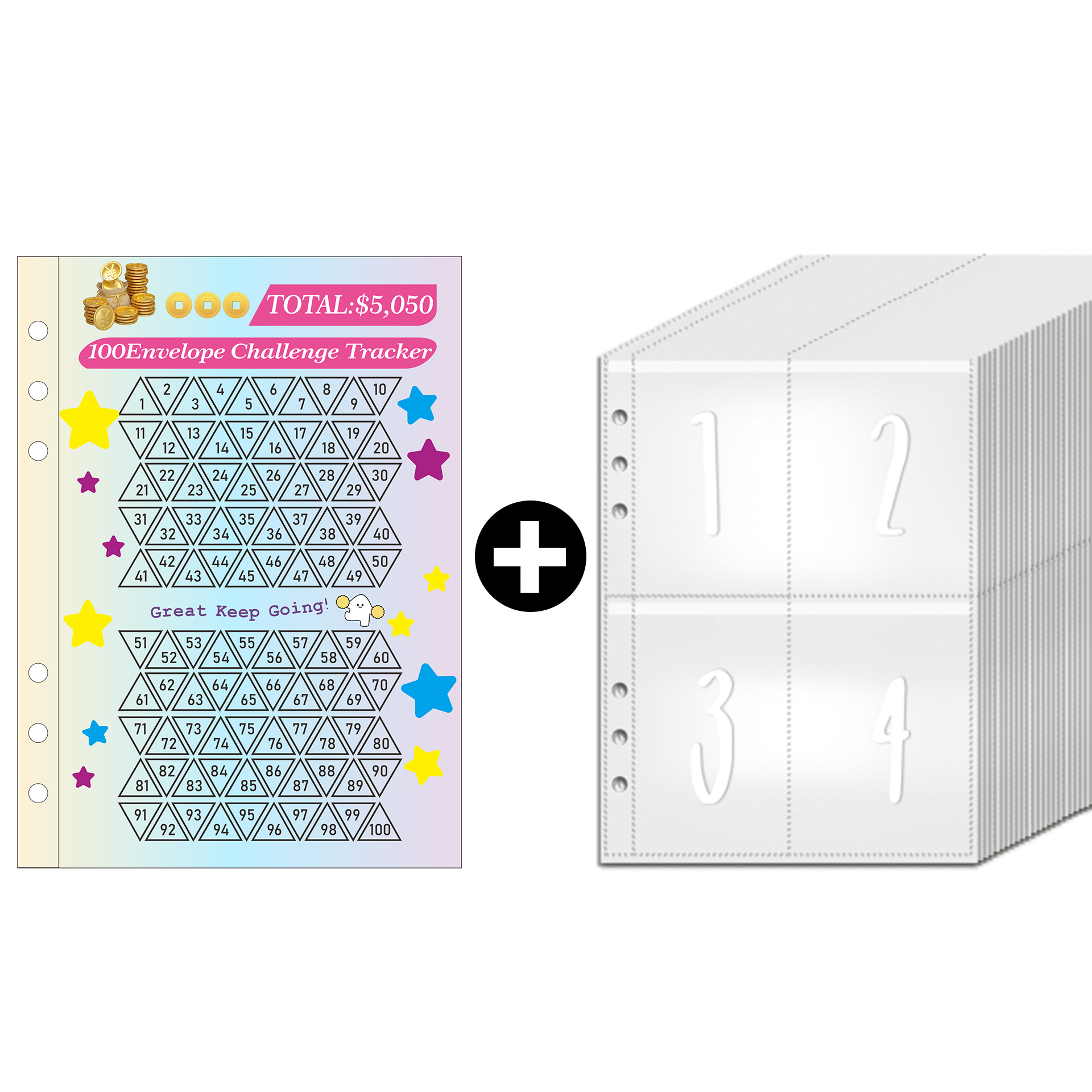 Picture of 100EnvelopeChallenge magic color macaron loose-leaf couple envelope challenge saving money book