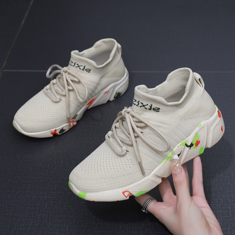 Picture of Cross-border sneaker shoes for men and women spring and autumn breathable fly woven elastic socks shoes knitted soft bottom socks running shoes