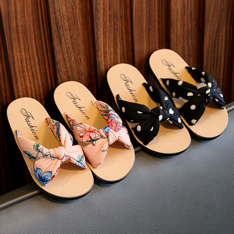 Picture of Bohemian style girls' sandals children's slippers sponge comfortable soft casual indoor and outdoor printed fabric sandals