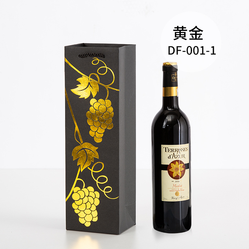 Picture of Red Wine Portable Paper Bag in Stock Hot Stamping Practical Red Wine Gift Packaging Bag Wine Portable Paper Bag Wholesale