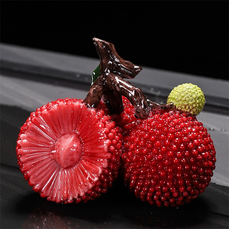 Picture of Tea pet small ornaments color change litchi fruit Bayberry golden toad tea table tea play creative tea table ornaments tea set ornaments