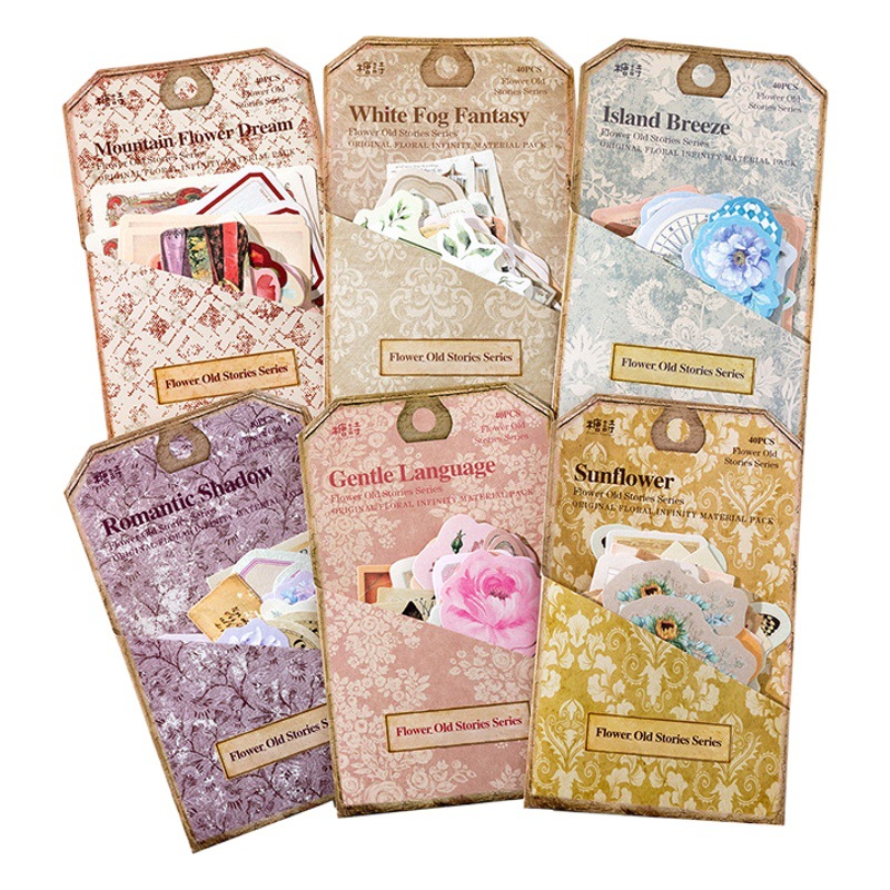 Sugar Poetry Material Package Flower Room Old Things Series Flowers Boundless Hand Account Decorative Material Stickers 40