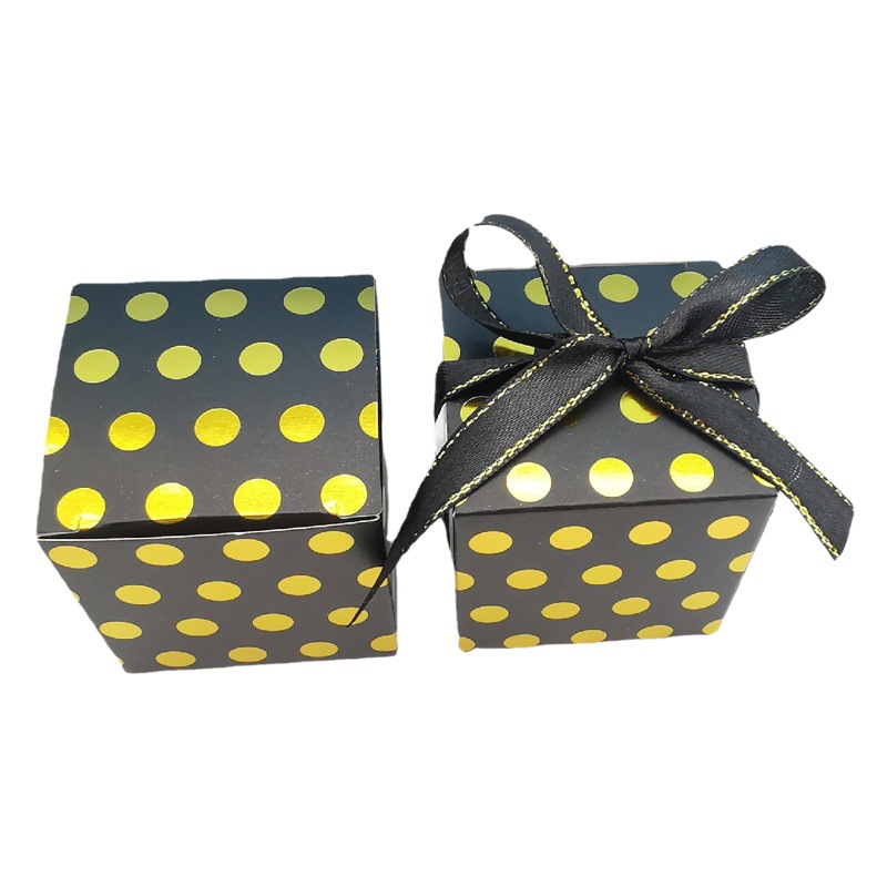 European-style black classic square box creative personality bronzing small polka dot wedding candy box birthday party gift box