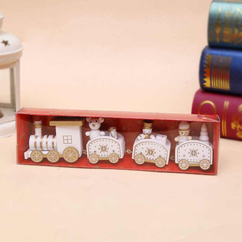 Picture of Strict selection of Christmas decorations Christmas wooden train children's kindergarten Christmas gift window ornaments