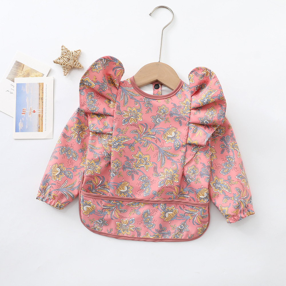 Picture of Danish Children's Overalls Long-Sleeved Wings Eating Clothes Baby Retro-Dressing Baby Soft PU Waterproof Anti-Dirty Feeding Clothes