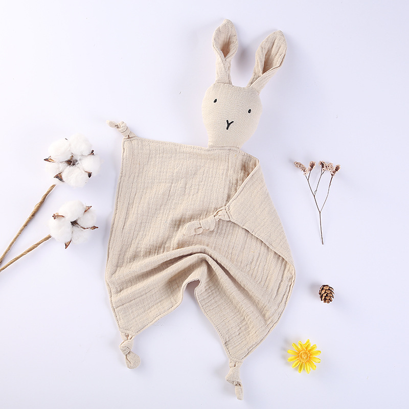 Picture of Pure Cotton Double-layer Gauze Baby's Spit Towel Sleeping Bag Blanket Doll Baby's Ambience Towel Entrance Rabbit Blanket