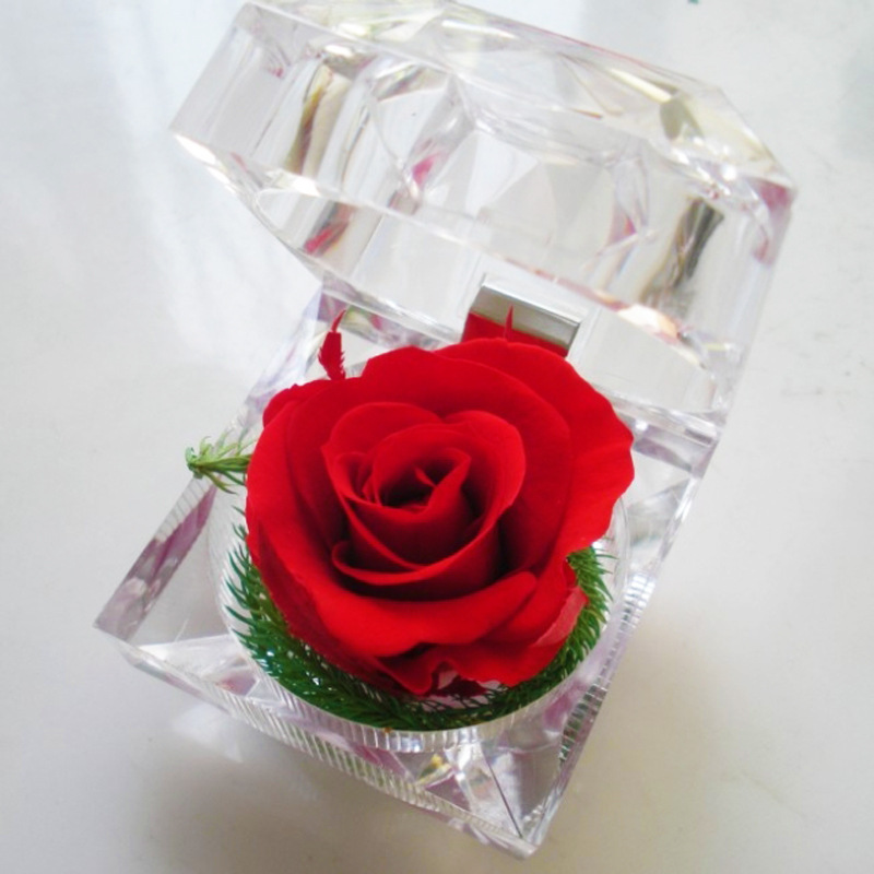 Picture of Eternal Flower Rose Acrylic Necklace Ring Gift Box Stall High-end Valentine's Day Gift Cross-border Wholesale