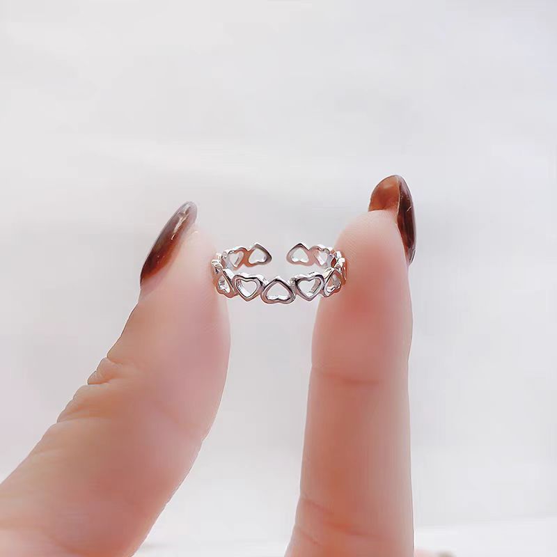 Hollow Love Ring Women's Simple All-match Trendy Sweet Open Finger Ring All-match Trendy Gift for Girlfriend