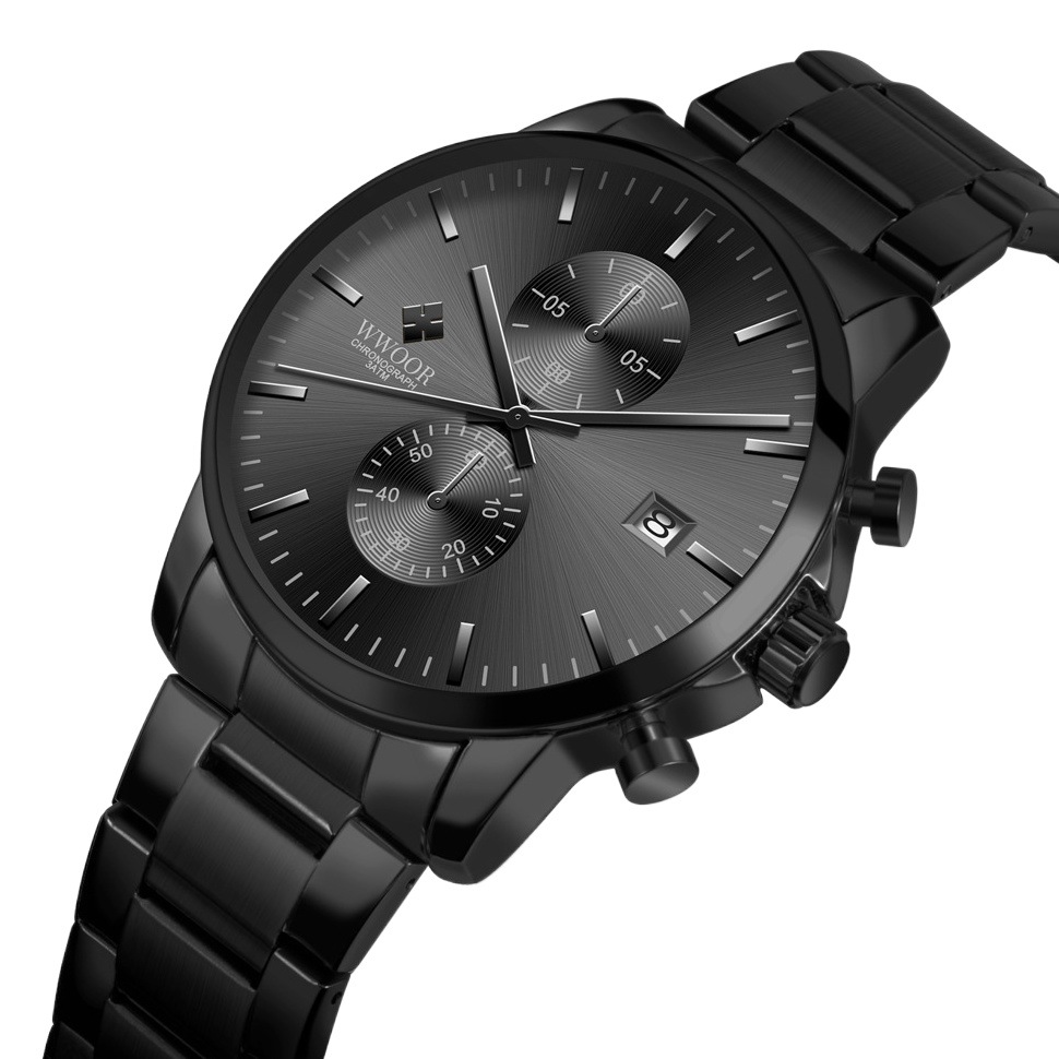 WWOOR cross-border hot men's watch trend steel band high men's watch simple quartz waterproof men's watch 8844