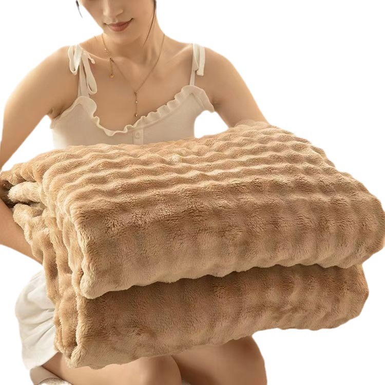 Picture of Winter Thickened Rabbit Plush Bubble Blanket Flannel Blanket Blanket Office Nap Blanket Air-conditioning Blanket Blanket Blanket