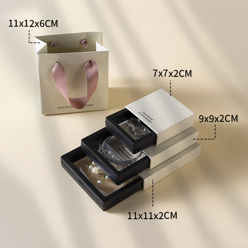 Picture of Regenerated texture jewelry packaging box heaven and earth cover ring box necklace jewelry jewelry storage box factory wholesale