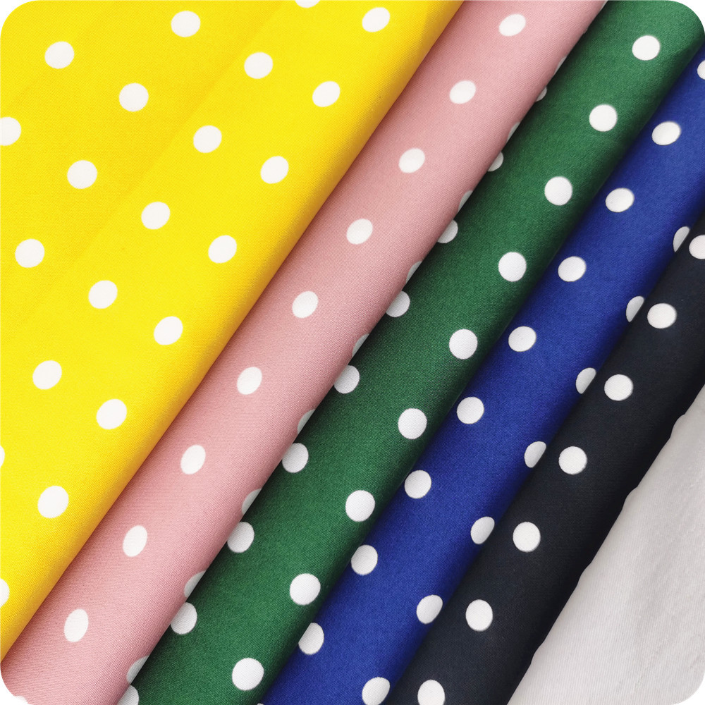 Chiffon Polka Dot Fabric 100D Four-Way Stretch 0.8cm Dot Print Dress Shirt Fabric Classic Printed Fabric