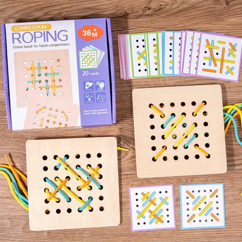 Picture of Montessori early education children's double battle pattern rope game exercise baby hand-eye coordination ability educational toys