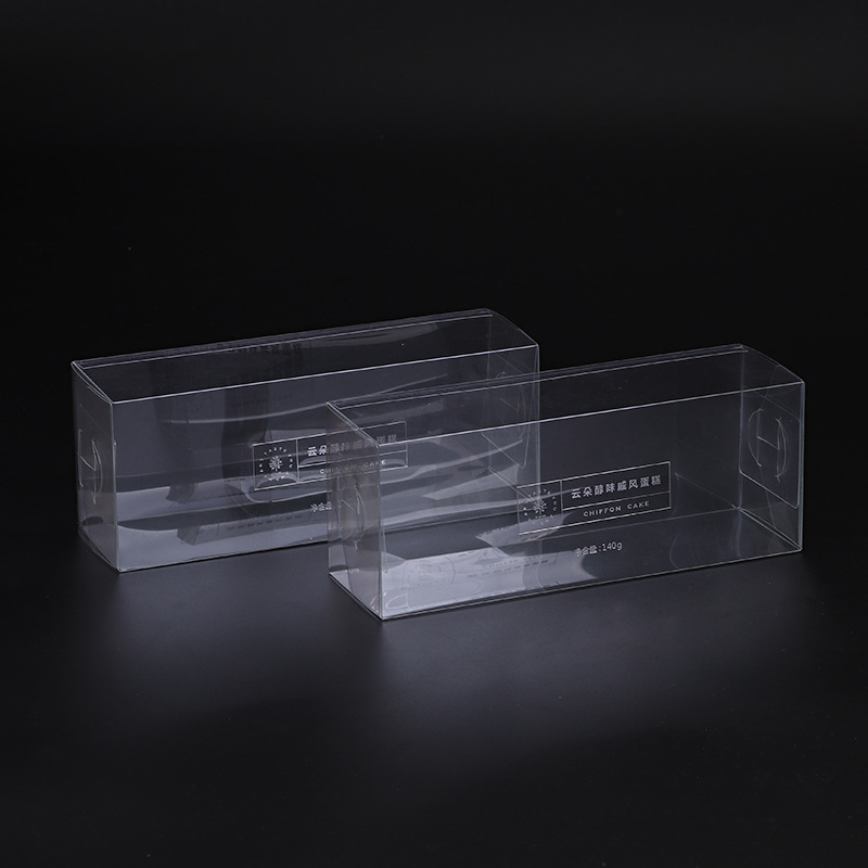 Manufacturer Wholesale Baking Packaging Pet Transparent Cake Roll Box Long Dessert Transparent Box with Bottom Tray in Stock