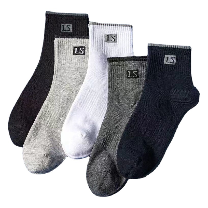 Socks Men's Autumn and Winter Mid-Calf Socks Sweat-Absorbent and Deodorant Letters Versatile Sports Basketball Casual Business Socks Non-Slip
