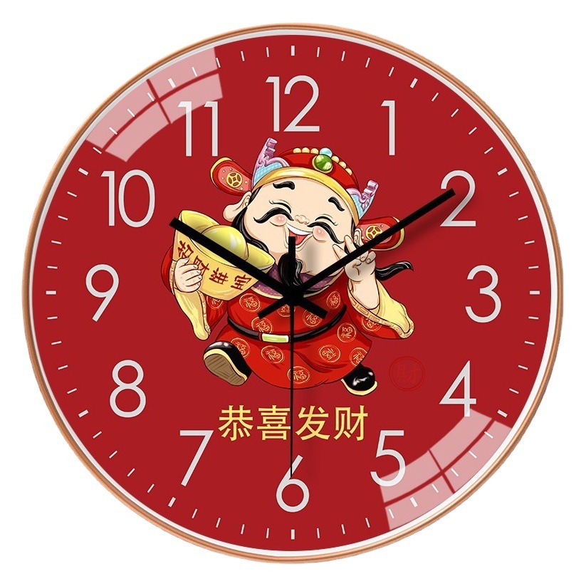 [10 Inches 25cm] Chinoiserie Clock Wall Clock Living Room Home Fashion Simple New Chinoiserie Clock Without Punching