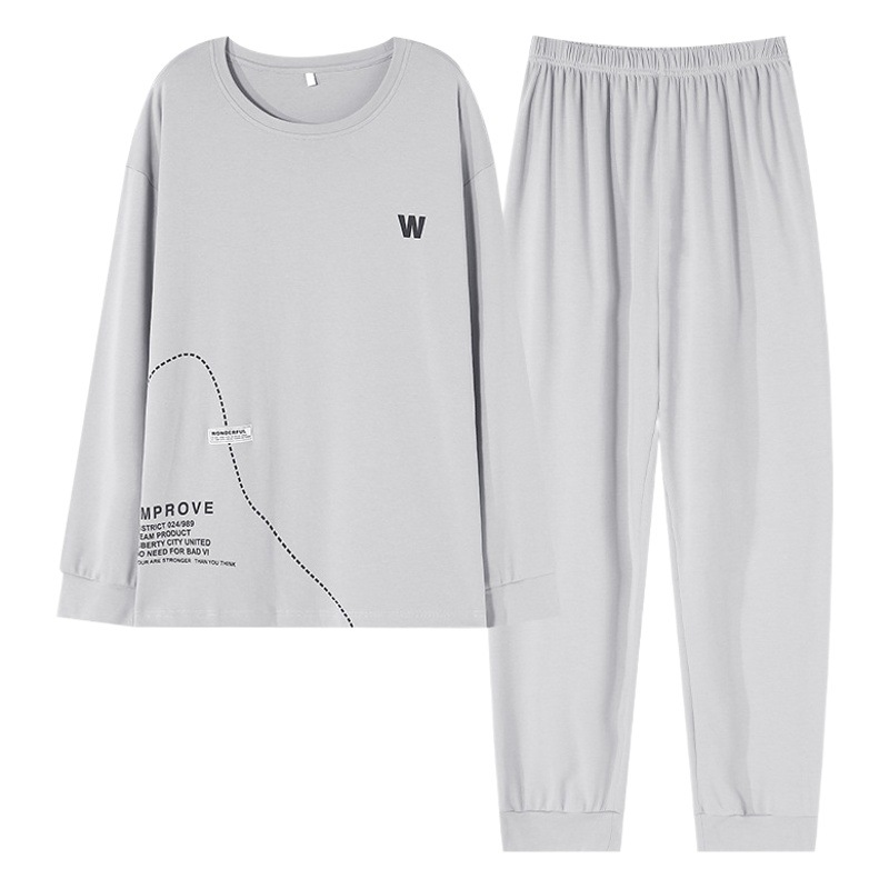 Spring and autumn can be worn outside pure cotton pajamas men's long-sleeved pullover homewear casual comfortable young and middle-aged autumn homewear