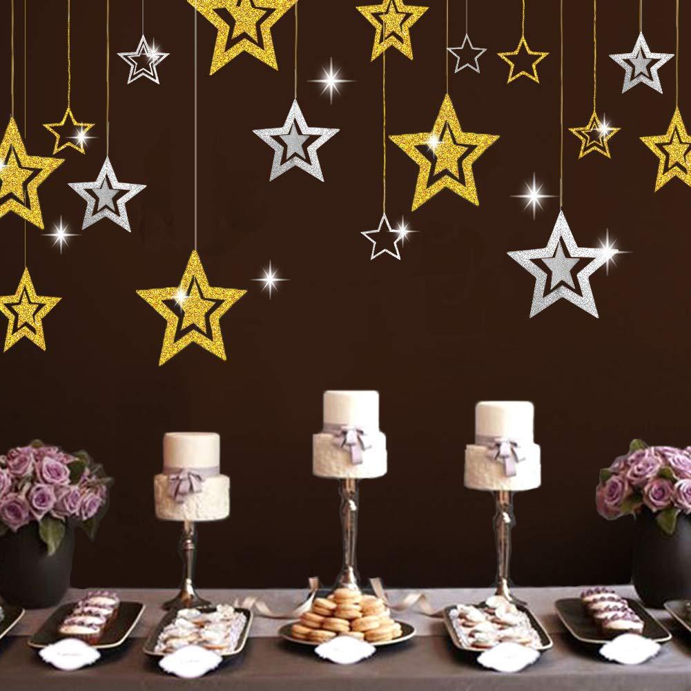 Hollow Stars 7 sets of pendants Christmas decorations New Year Christmas ornaments wedding five-pointed star ceiling pendants