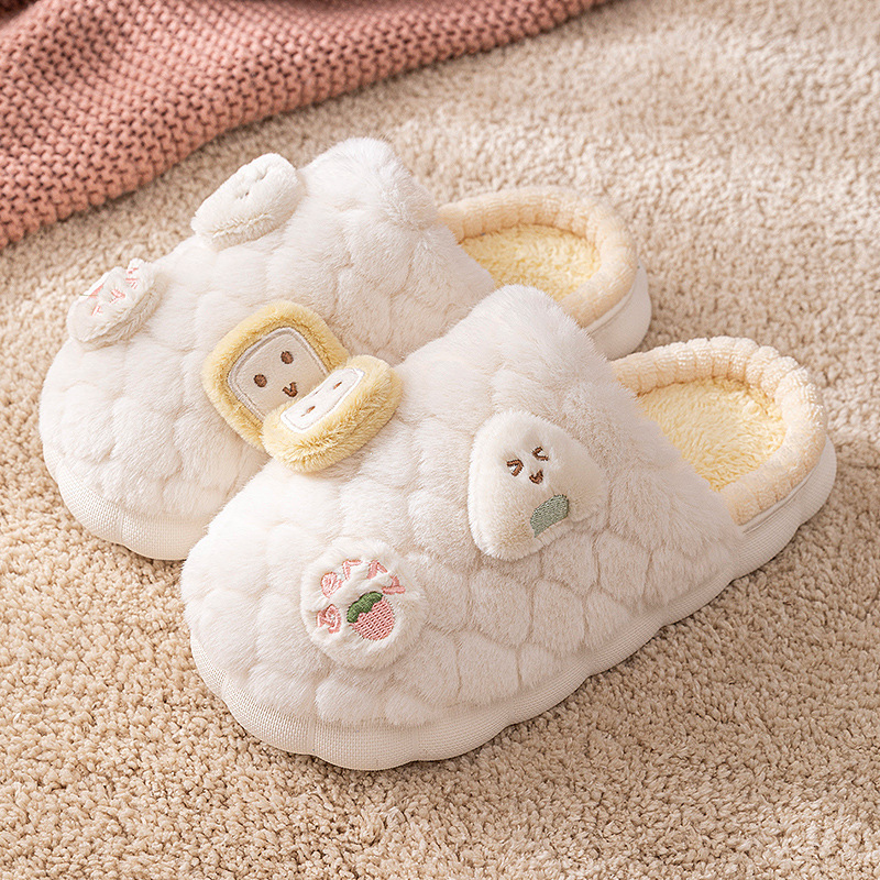 Cute Cotton Slippers Women's Autumn and Winter 2023 New Internet Popular Hot Thick Bottom Warm Non-slip Baotou Plush Slippers