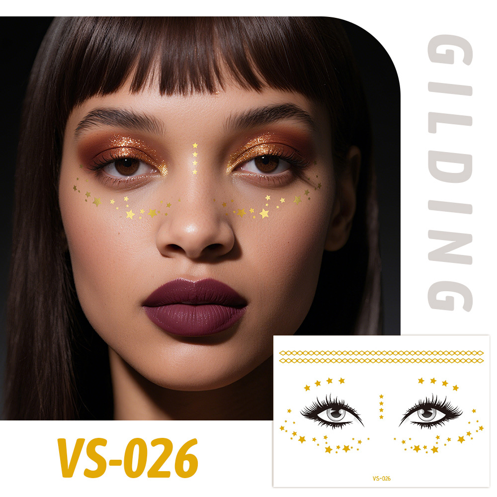 Picture of Cross-border Supply Waterproof Bronzing Electric Syllable Tattoo Sticker European and American Carnival Party Face Sticker Masquerade Freckles