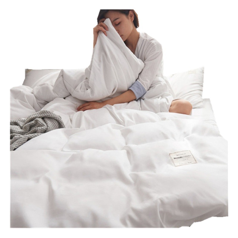 Solid Color 100% Washed Cotton Four-Piece Bedding Set, Bed Sheet, Duvet Cover, Pillowcase, Dormitory Bedding Wholesale, Brushed Fabric