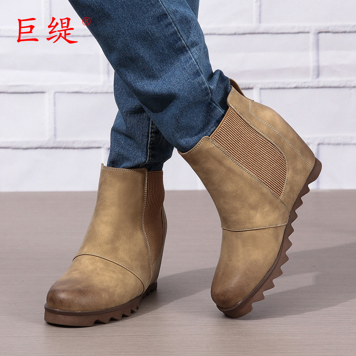 Jedi 2023 Autumn and Winter New Export Spot Large Size Women's Boots Wish Amazon European and American Slip-On Leather Boots