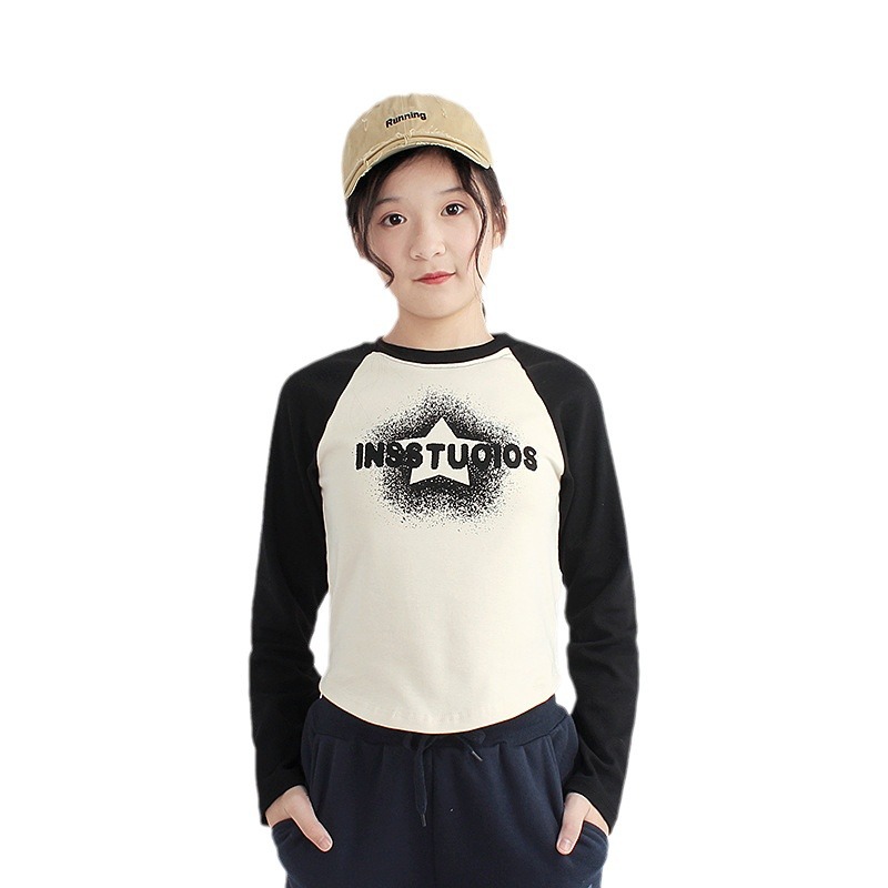 Picture of Spring and autumn Korean version of the new girls long sleeve T-shirt big children's Joker short warm jacket children's base shirt wholesale