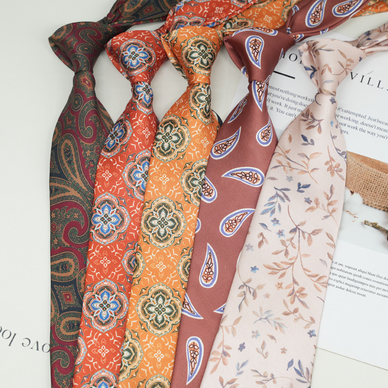 Dress tie men's Korean British style gentleman retro pattern 9CM hand-made student work business professional wear